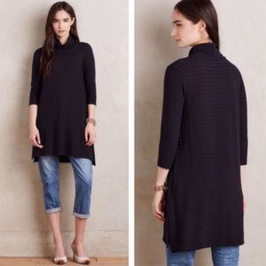 Anthropologie Navy Sweater Tunic Turtleneck